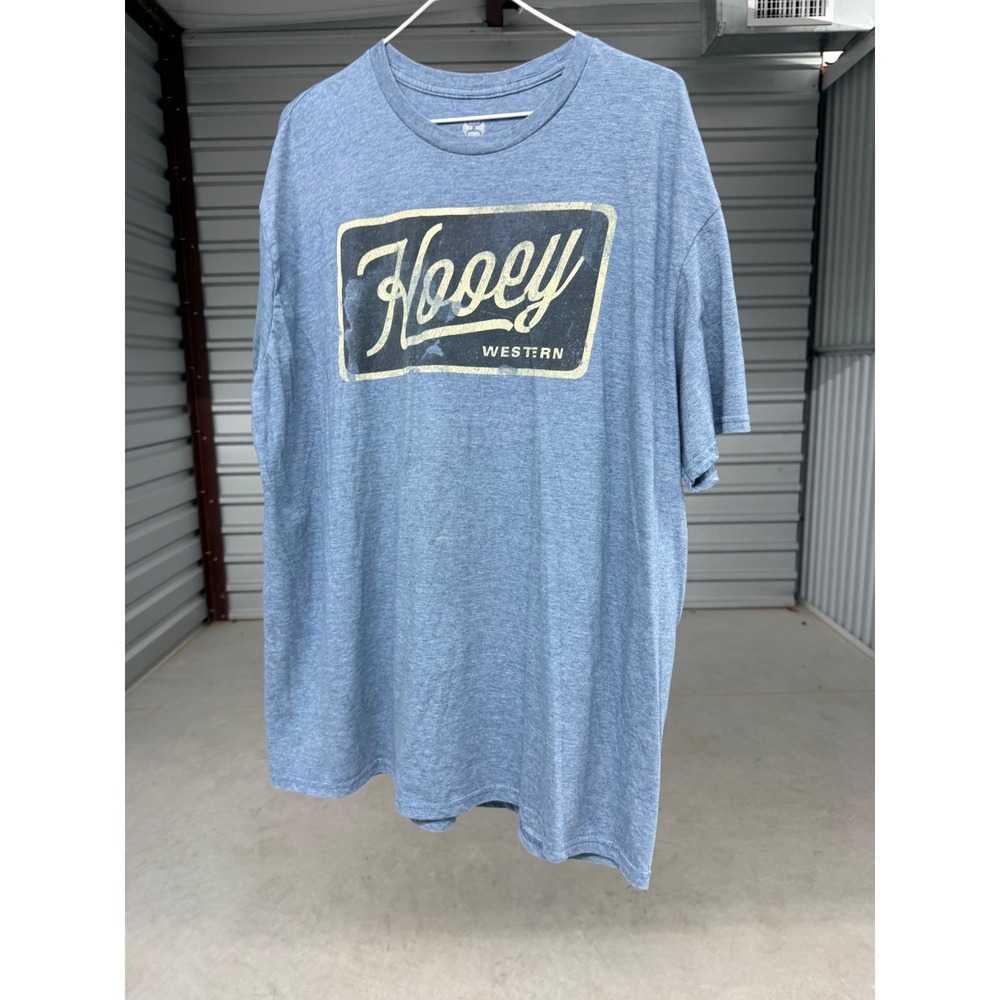 Hooey Western Mens Blue Heather Graphic T-Shirt Cotton Blend Short Sleeve XL
